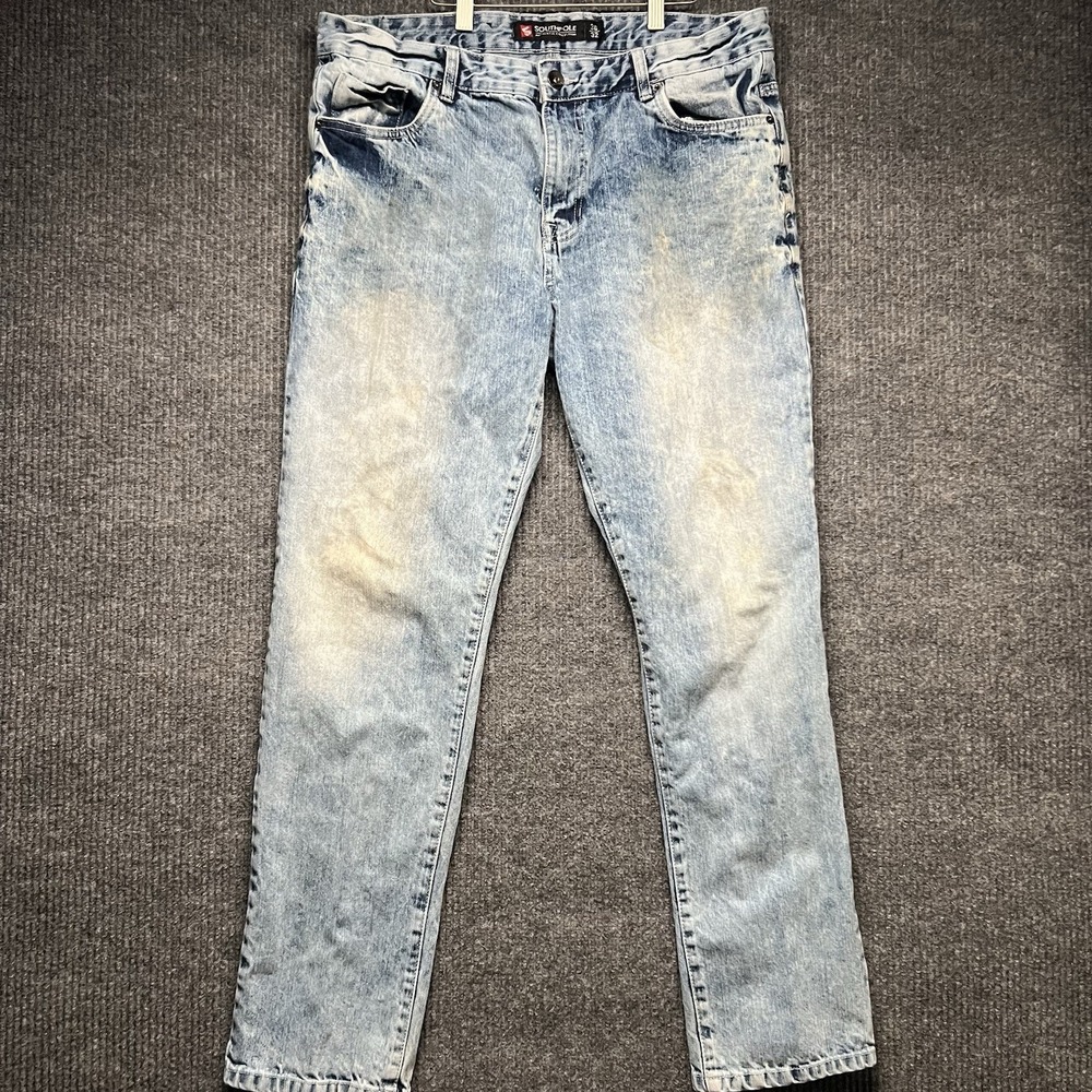 Southpole Jeans Mens 36x32 Acid‎ Wash Blue Denim Skinny Streetwear Skater